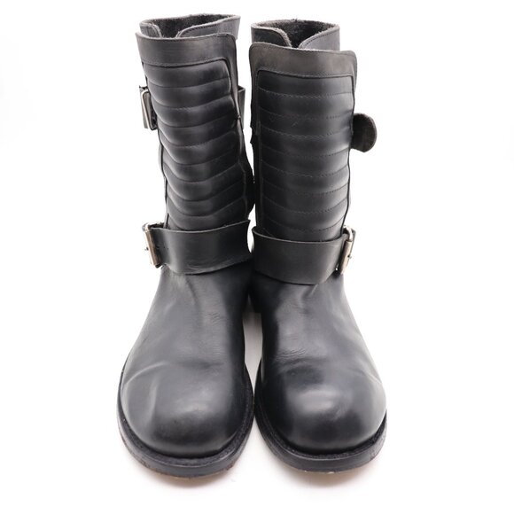 Vintage TUK Leather Boots 2 Buckle Black Leather Men\'s Size 11 Pull On Boots main image 7